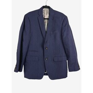 Alan Flusser Mens Linen Navy Blazer Two Button Size 40R